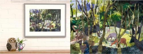 Deer in a Wooded Glade.Giclee  print. Framed.  £240